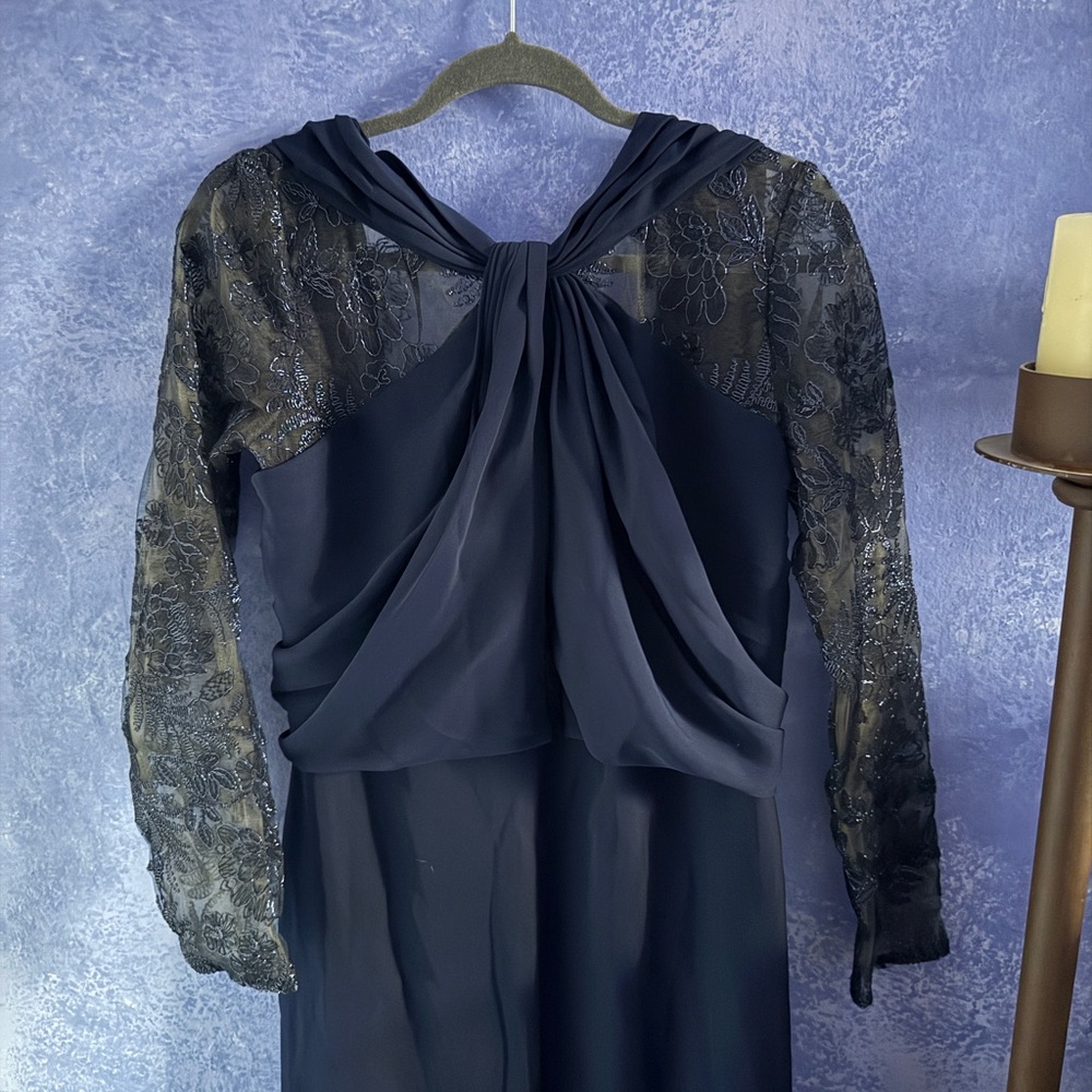 Tadashi Shoji Navy Long Sleeve Lace Dress